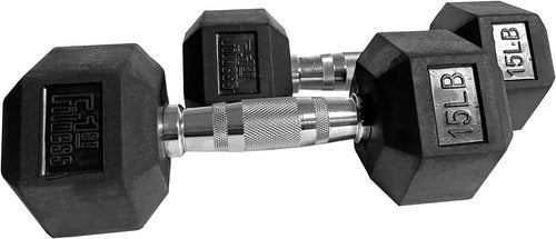 Fitness First Rubber Hex Dumbbell Pairs - Durable Weight Training Equipment for Home Gym