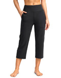 SANTINY Capri Pants for Women High Waisted Workout Yoga Capris Leggings Straight Leg Athletic Cropped Pants with Pockets (Black_XXL)