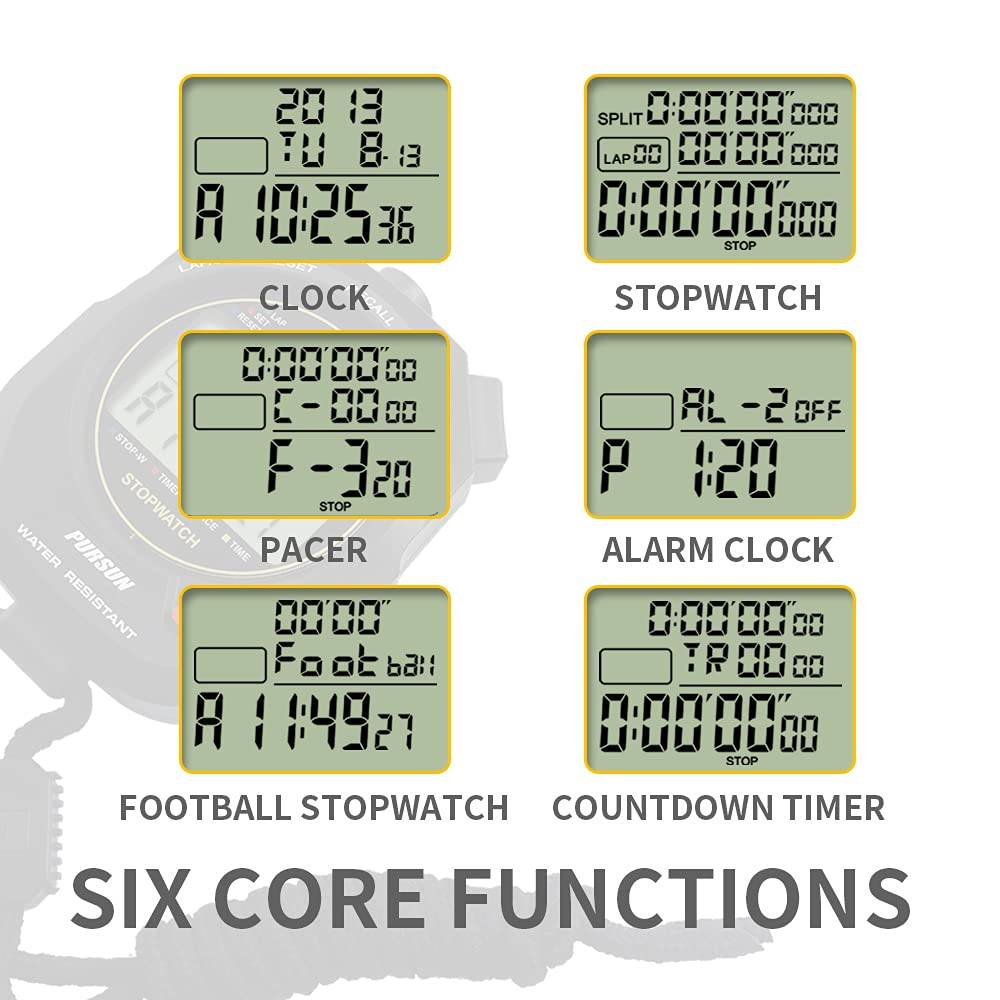 Professional Stopwatch Timer for Sports 100 Lap Stopwatch Digital Sports Stopwatch with Countdown Timer 100 Lap Memory 0.001 Second Timing Water Resistant