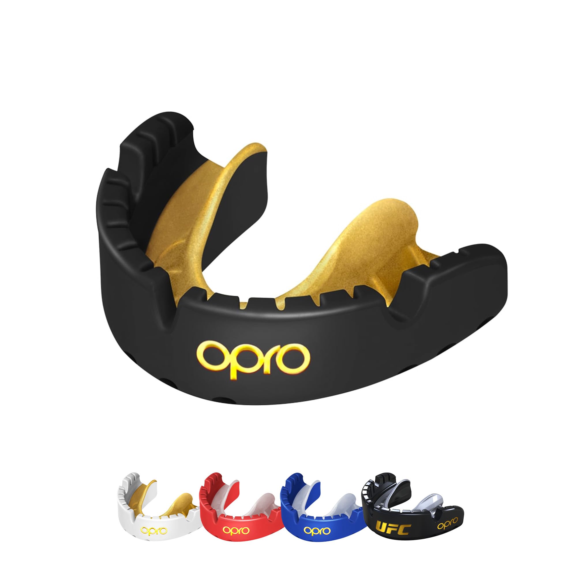OPRO Gold Level Braces Mouth Guard, Moldable Mouthguard for Comfort & Fit for Boxing, Hockey, MMA, UFC, Football, Braces Protection, Youth & Adult Mouthguard with Case Included, Black