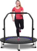 HYD-Parts Mini Trampoline for Adults & Kids - Adjustable Bar, Indoor Fitness Rebounder | Max Load 440lbs