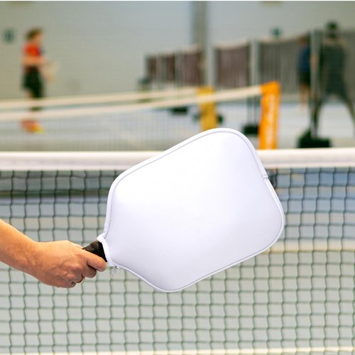 PEUTIER 2pcs Pickleball Paddle Covers, Waterproof Neoprene Pickle Ball Covers Protective Pickleball Racket Holder Sleeve with Zipper Fits Most Paddle Racket (White)