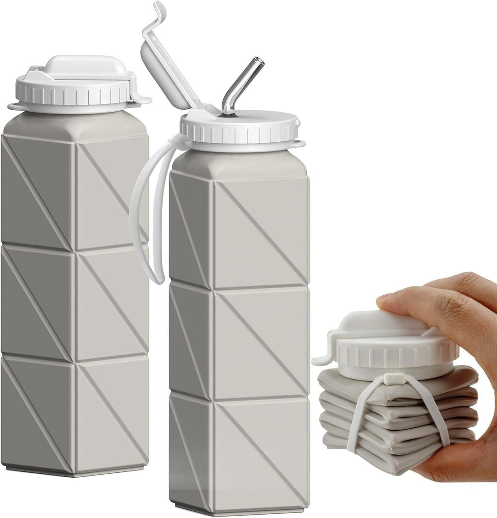 Starlight Collapsible Water Bottle - 20.6oz Silicone, BPA-Free, Leakproof & Portable for Travel, Camping, Yoga