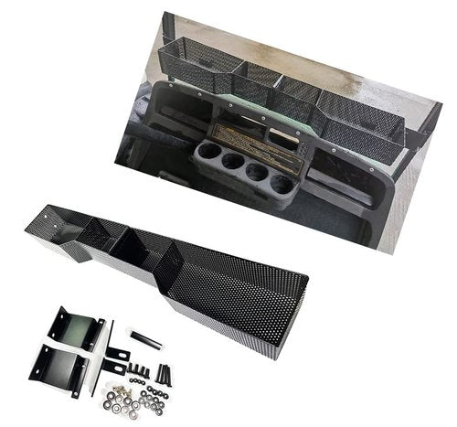 Golf Cart Front Inner Dash Storage Basket and Rack for EZGO TXT and RXV, Heavy Steel Golf Cart Mesh Basket