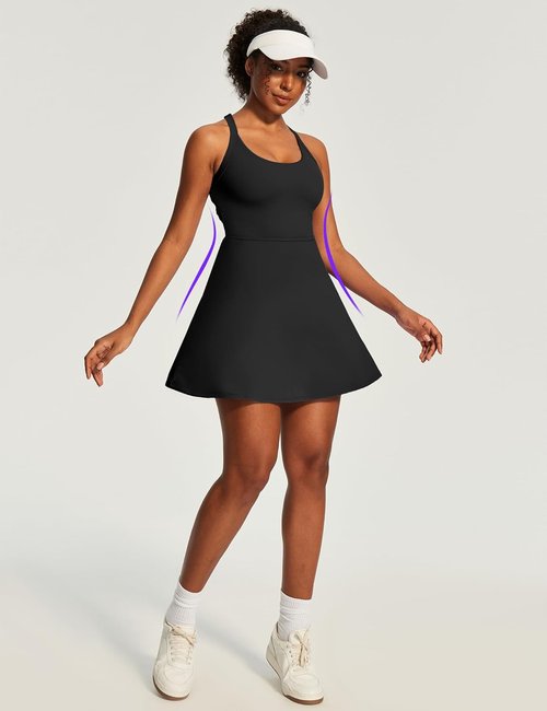 Heathyoga Tennis Dress for Women - Athletic Dress with Built-In Shorts & Bra | Perfect for Golf & Workouts