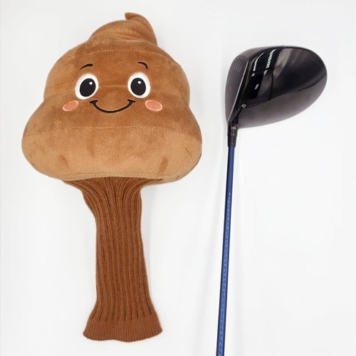 Funny Poop Face Golf Club Headcover – Plush Novelty Driver Head Cover with Cute Smile – Fits Most 460cc Drivers – Soft Protection & Unique Gift for Golf Lovers