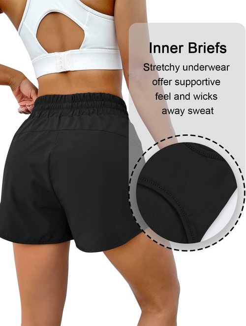 BMJL Women's Running Shorts - High Waisted Athletic Gym Shorts with Zipper Pockets | 2.5" Summer Fit