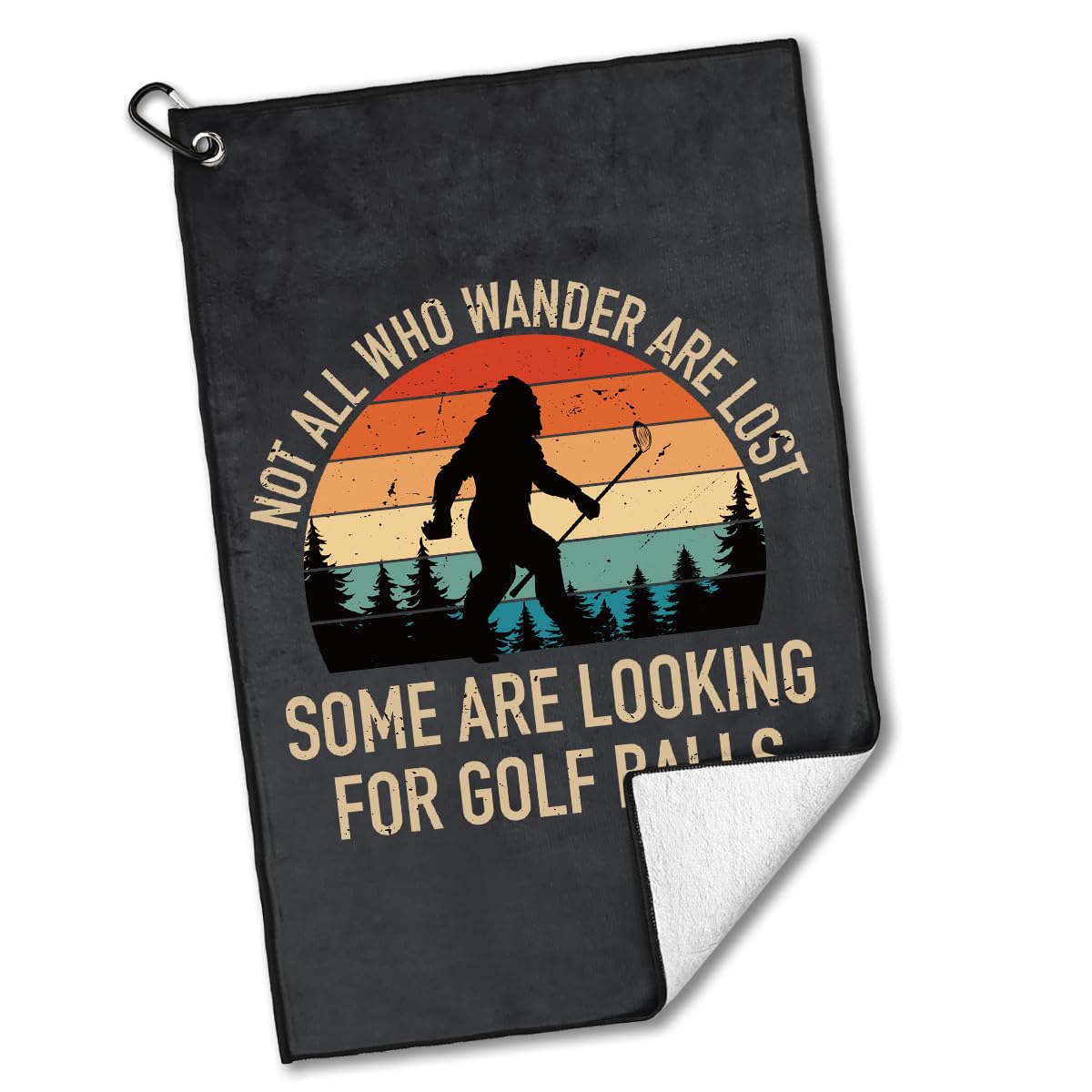 rofiowa Not All Who Wander are Lost Polyester and Cotton Printed Golf Towel, Funny Golf Accessories for Men Women, Golf-Gifts for GolfFan Dad Grandpa, Golfs Lover Retirement Birthday Gifts