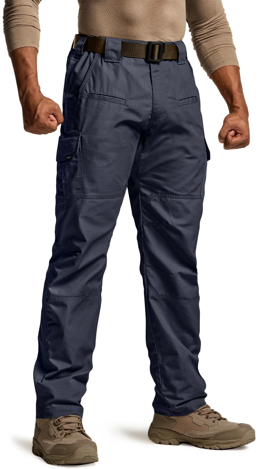 CQR Men's Tactical Pants, Water Resistant Ripstop Cargo Pants, Lightweight EDC Work Hiking Pants, Outdoor Apparel, Raider Police Navy, 32W x 34L