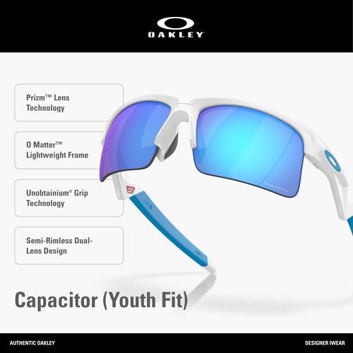 Oakley Youth OJ9013 Capacitor Sunglasses, Polished White/Prizm Sapphire, 63 mm