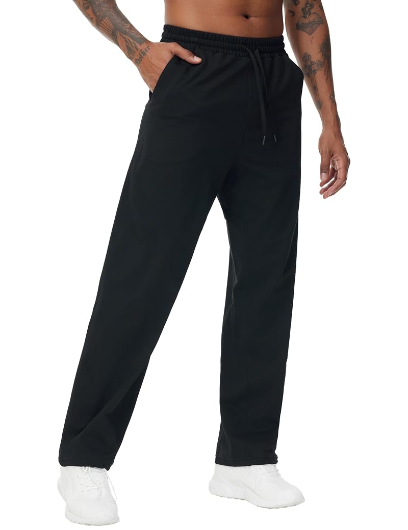 The Gym People Men's Fleece Sweatpants with Drawstring - Black, Medium, Unlined