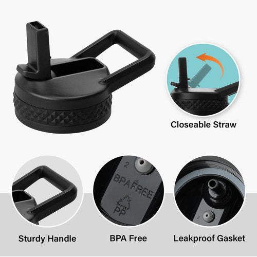 DYSANKY Straw Lids for Wide Mouth Water Bottles - Handle Design, with Straw Brushes, Leak - Proof Accessories