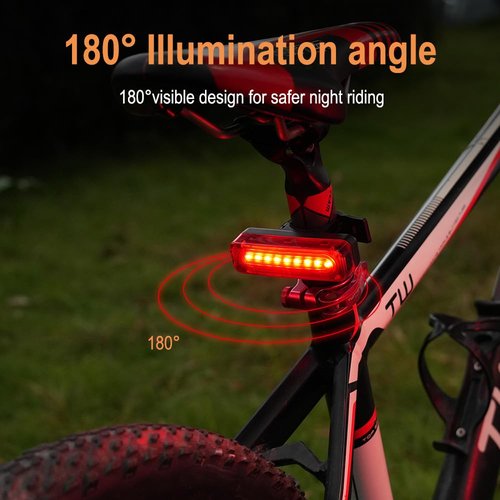 BORUIT Bike Tail Light, Bright 5 Modes Rear Bike Lights, USB C Rechargeable, IP65 Waterproof, Safety Bicycle Lights for Night Riding, Road Mountain