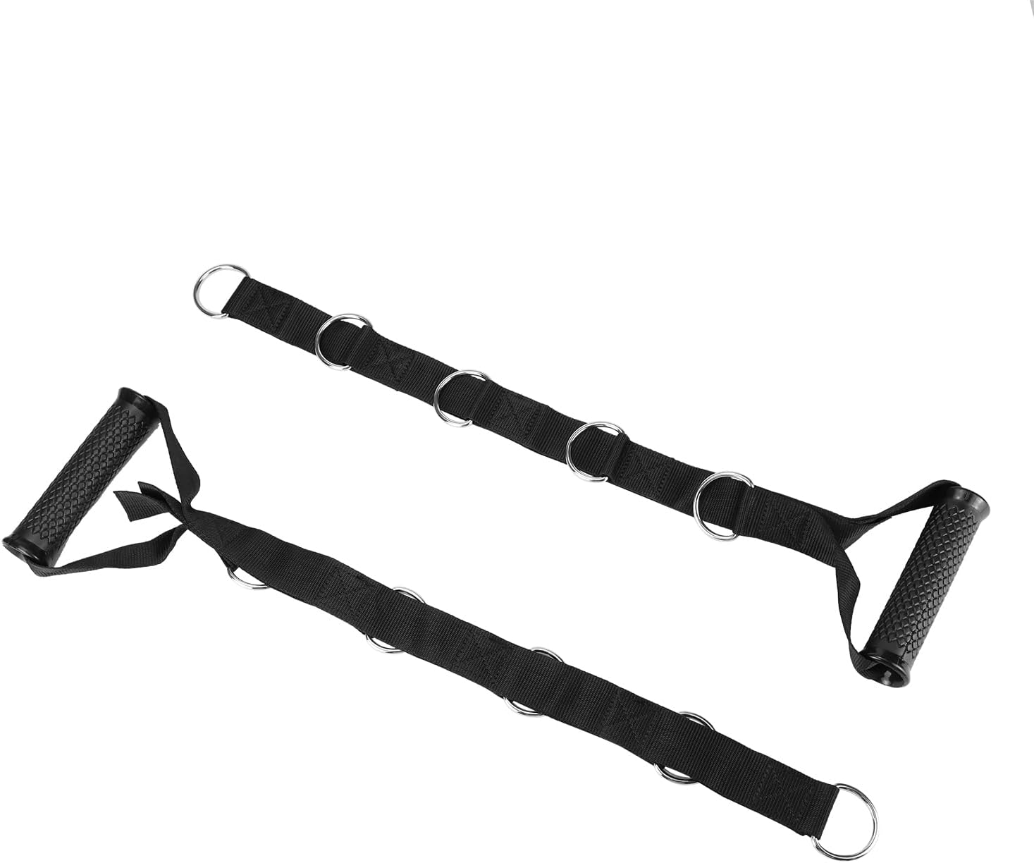 QWORK Fitness Metal Gym Handles - Heavy-Duty Adjustable D-Ring Buckles for Pulley Systems | Ideal for Biceps, Triceps, and Shoulder Workouts