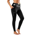 Clbort Running Leggings for Women with 6 Pockets Gym Workout Leggings High Waisted Yoga Pants Tummy Control Compression Pants Black