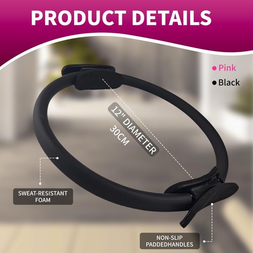 10 Pcs Pilates Ring Set, 12" Pilates Circle Ring with Extra Thick Padded Handles, Pilates Equipment for Home or Travel, Workout Equipment for Women for Inner Thigh & Core, Upper Body Workout Equipment