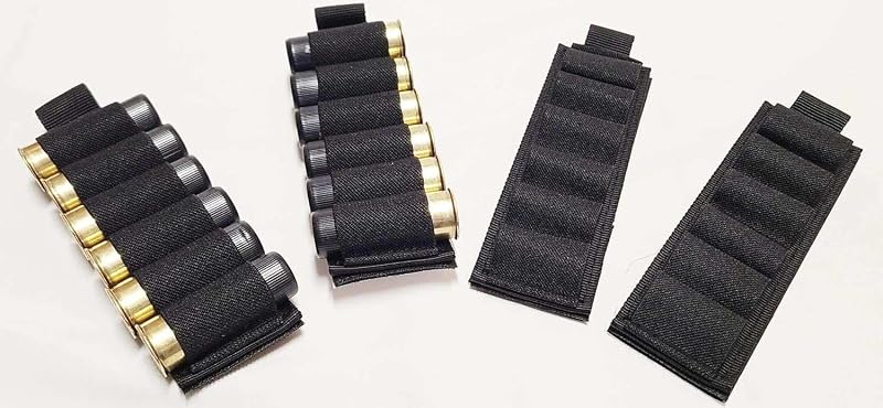 Mizugiwa 4 Packs 6-Round Shotgun Shell Carrier Buttstock Holder — Black (6 Rounds Each)