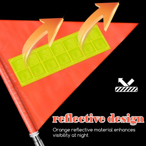 Bike Flag with Pole for Safety, High Visibility Double-sided Reflective Bicycle Flag, Tear-Resistant Waterproof Orange Triangle Golf Cart Wheelchair Flag (Telescopic 20-120cm)