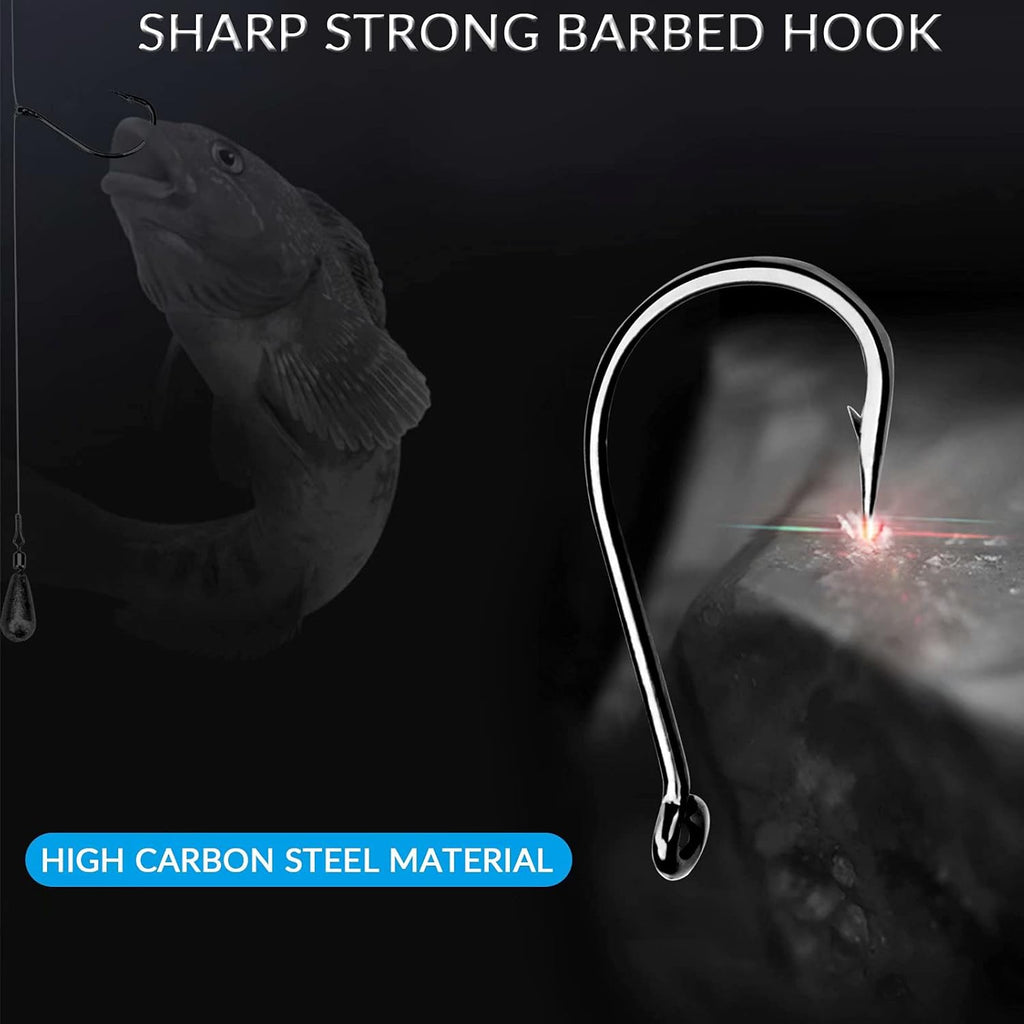Thkfish Fishing Hooks - Drop Shot & Wacky Worm - Offset Circle Hooks in Sizes #1 to 2/0 - 50/100 Pcs Box