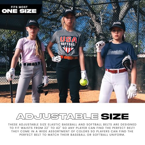 Youth Baseball & Softball Belt - Adjustable 22-42 Inches - Black