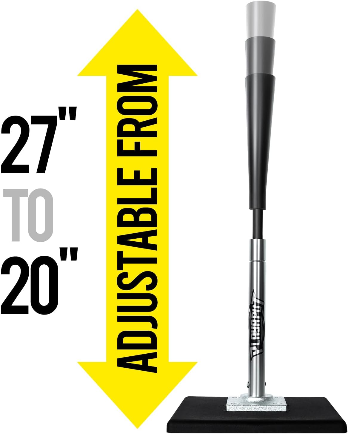 PLAYAPUT Baseball Batting Tee - Height Adjustable 20-27 Inch for Kids & Youth | Durable Rubber Top & Heavy-Duty Base