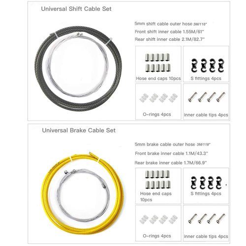 Braided Cycling Brake Housing Cable Set MTB Road Bike Housing Kit Gear Bicycle Components Parts -Silver Brake Set