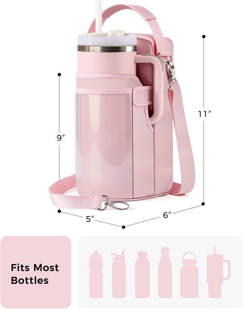 Magnetic Gym Bag for Women - Water Bottle Holder & Touchscreen Pocket | 4 Built-in Magnets, Fits 40oz Tumbler