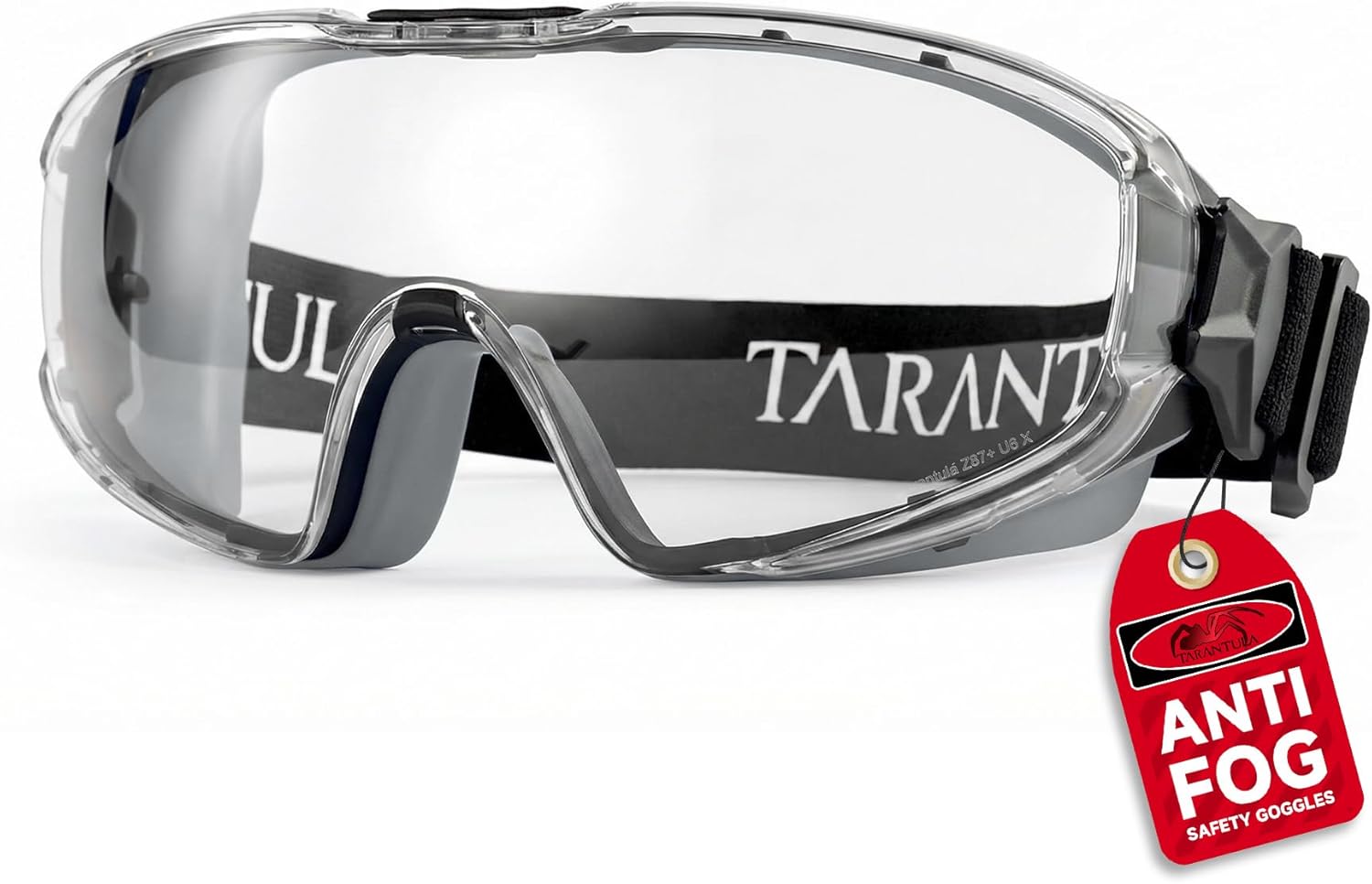 Tarantula Safety Goggles - ANSI Z87.1+ Over Glasses with Anti-Fog & Anti-Scratch Features | Adjustable Strap for Lab & Woodworking