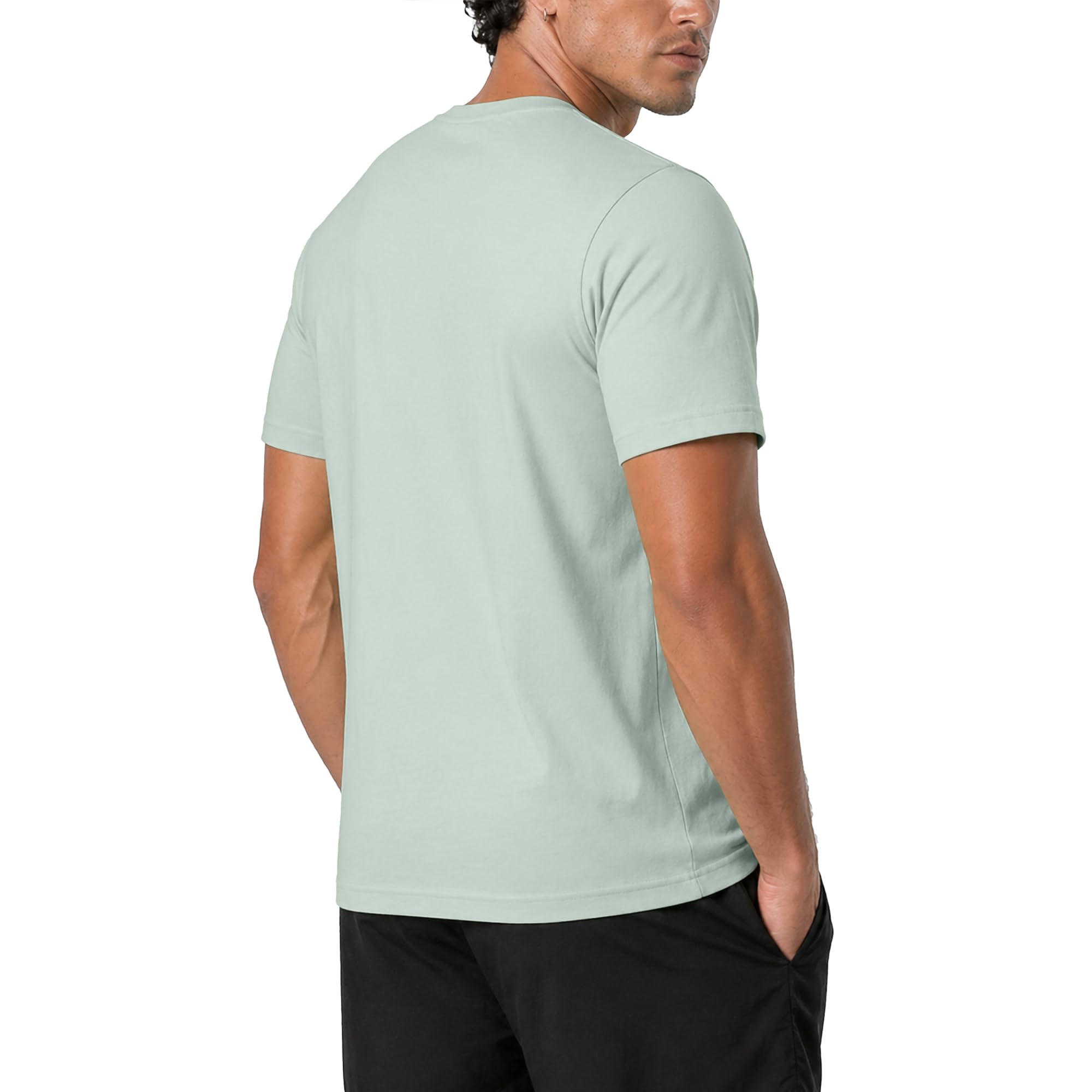 Zengjo Mens Athletic Shirts Moisture-Wicking Quick Dry Crewneck T-Shirts Lightweight Casual Workout Tees for Running Gym Exercise Hiking(Light Sage Green,Large)
