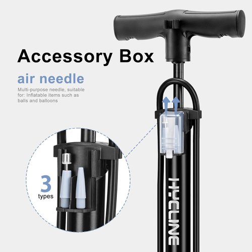 Hycline Bike Pump - High Pressure 160 PSI Floor Pump with Gauge for Road & MTB Tires | Schrader & Presta Valves