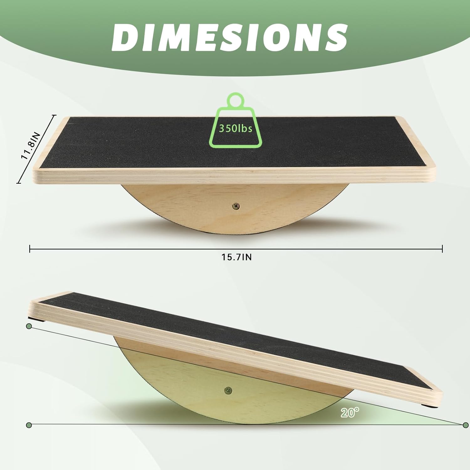 Skiennix Professional Wooden Balance Board - Anti-Slip Wobble Board for Core Strength & Therapy | 350LBS Capacity