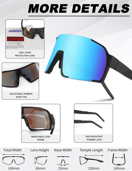 BangLong Cycling Sunglasses for Men Women, UV400 Protection Sports Sun Glasses for Baseball Running Bike Cycling Driving, Black
