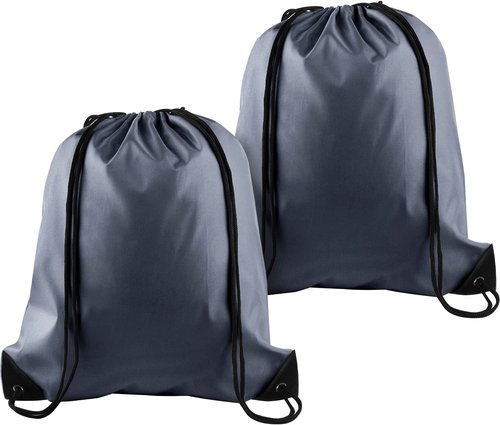 KUUQA Drawstring Backpacks - 2 Pcs Gray Gym Bags for Travel & Outdoor Activities | 40cm x 34cm