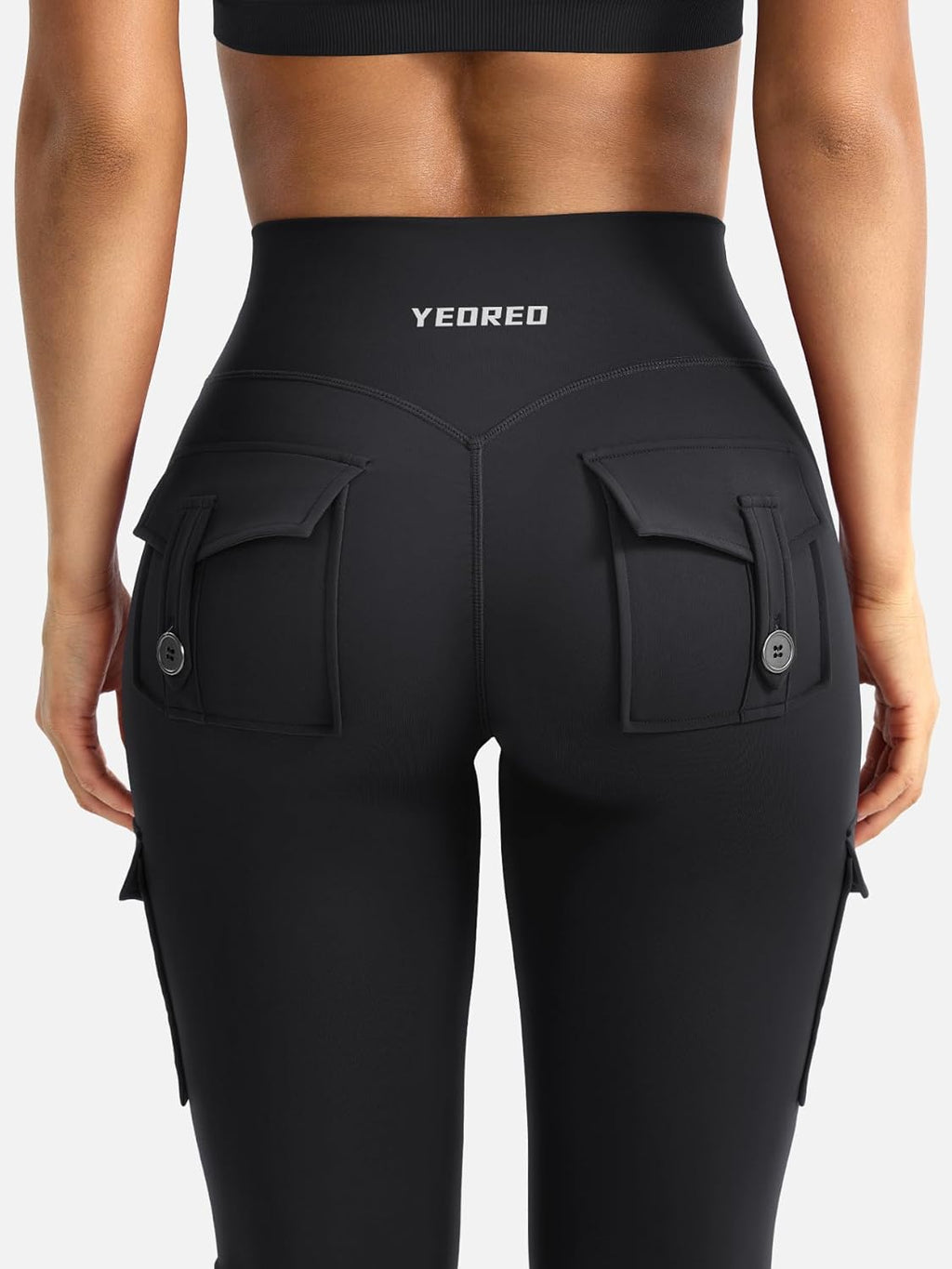 YEOREO CoreFlex Women's High-Waisted Flare Leggings - Hidden Pockets & No Front Seam | Gym & Yoga Wear