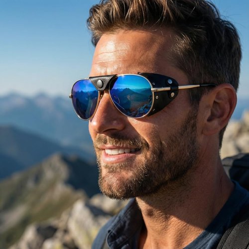 OSSAT Polarized sunglasses with side shields cowhide Shield wind proof sunshade For Men Women Classic Mountain Fishing eyewear