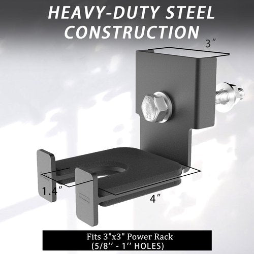 Rack-Mounted Olympic Barbell Holder for 3x3 Power Racks, No Drilling Required – Heavy-Duty Steel Storage with Protective Padding, Fits 5/8''-1'' Holes – Space-Saving Gym Equipment