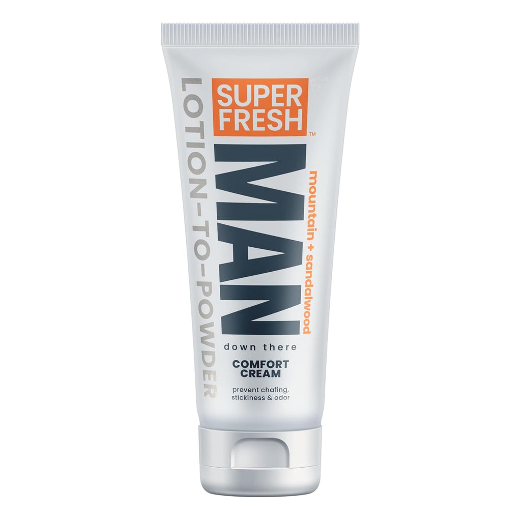 Super Fresh Ball Deodorant Powder - Comfort Cream for Men | Odor Control & Chafing Relief, 4 oz