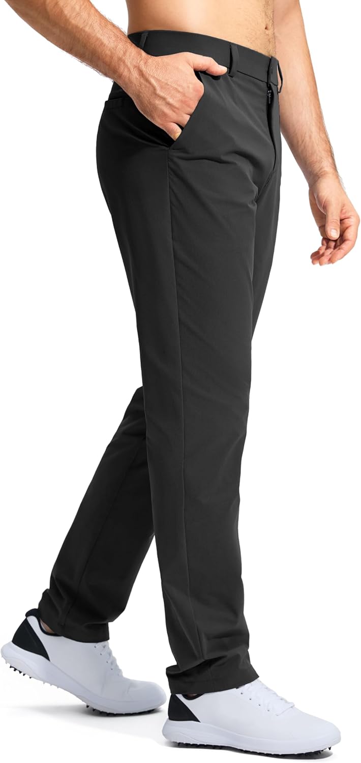 Pudolla Men's Golf Pants - Lightweight Quick-Dry Stretch Trousers | Comfy Casual Slacks with Pockets (30"/32"/34")