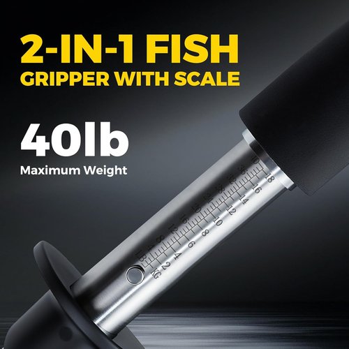 Fish Gripper - 23.8" Stainless Steel Lip Gripper with Scale | 40LB Capacity & Non-Slip EVA Handle