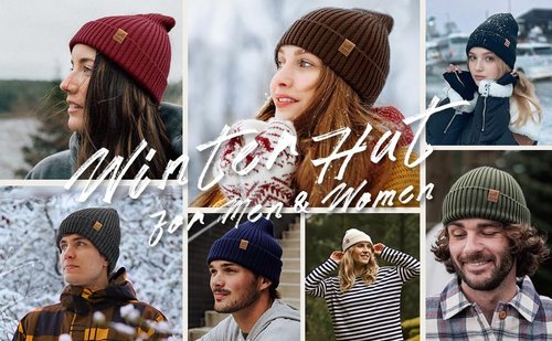 ACUSHLA Waterproof Windproof Cuff Beanie for Men & Women - Fleece-Lined Thick Warm Knitted Winter Hat for Cold Weather Unisex Heavyweight Watch Cap, Creamy White