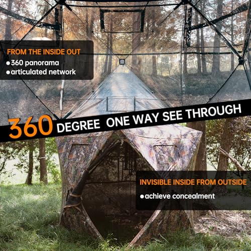 JOMAILIEEL 2-3 Person 360° See Through Hunting Blind with Large Diamond Door
