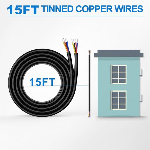 NAOEVO 18 AWG 4 Conductor Wire - Flexible Tinned Copper PVC Cable for Automotive & Marine | 15FT