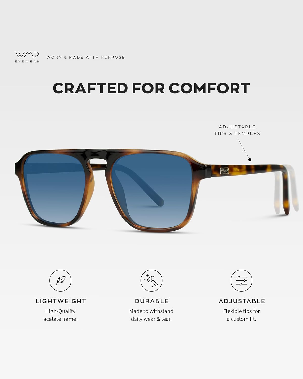 WearMe Pro Polarized Aviator Sunglasses - Modern One-Bridge Design for Men | Stylish & Durable