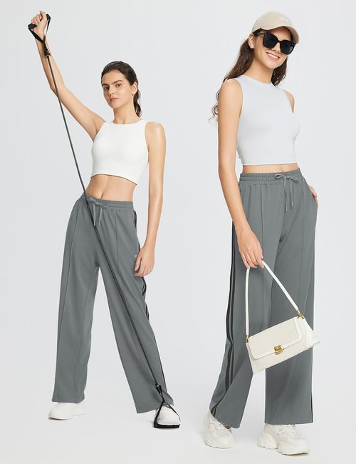 Baleaf Women's Athletic Track Pants - Straight Leg Sweatpants with Zipper Pockets | Loose Fit Jogging Style