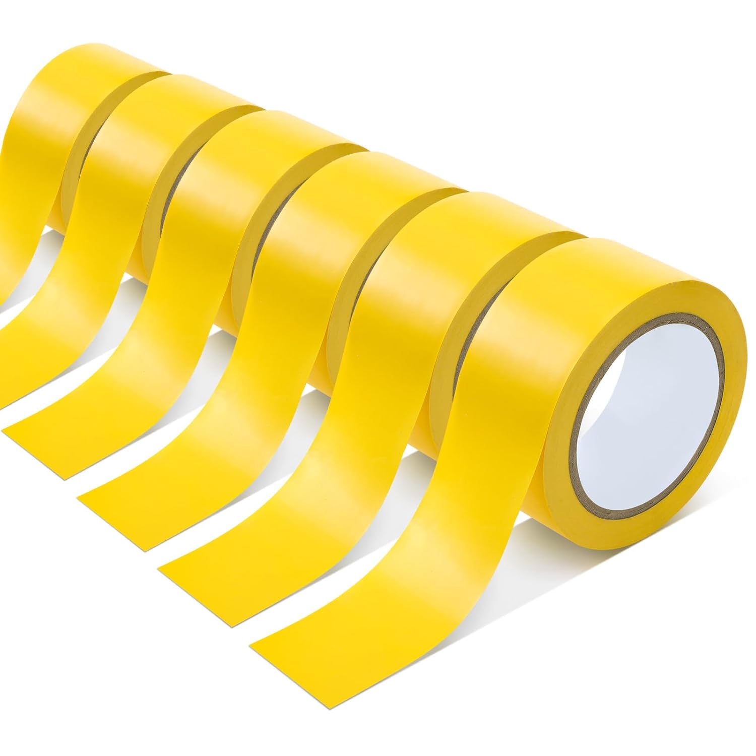 Outus Floor Marking Tape - Durable 2" Yellow Non-Abrasive Tape for Social Distancing | 100' Length, 6 Rolls