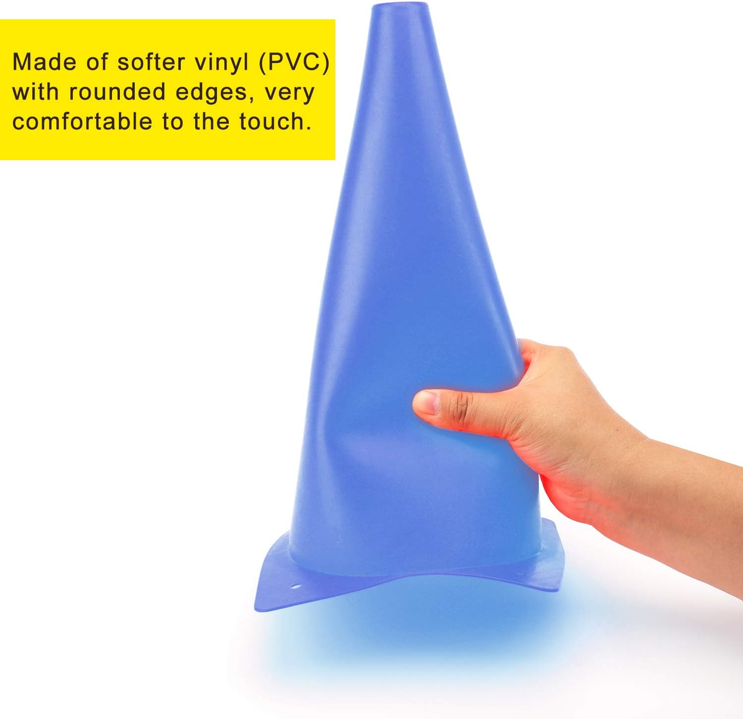 Traffic Training Cones - 12 Inch Plastic Safety Markers for Soccer, Basketball & Football Drills | 6 Vibrant Colors