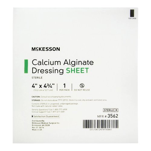 McKesson Calcium Alginate Dressing, Wound Dressing Pads, Absorbent Non-Stick Sheet, 4 in x 4 3/4 in, 10 Count