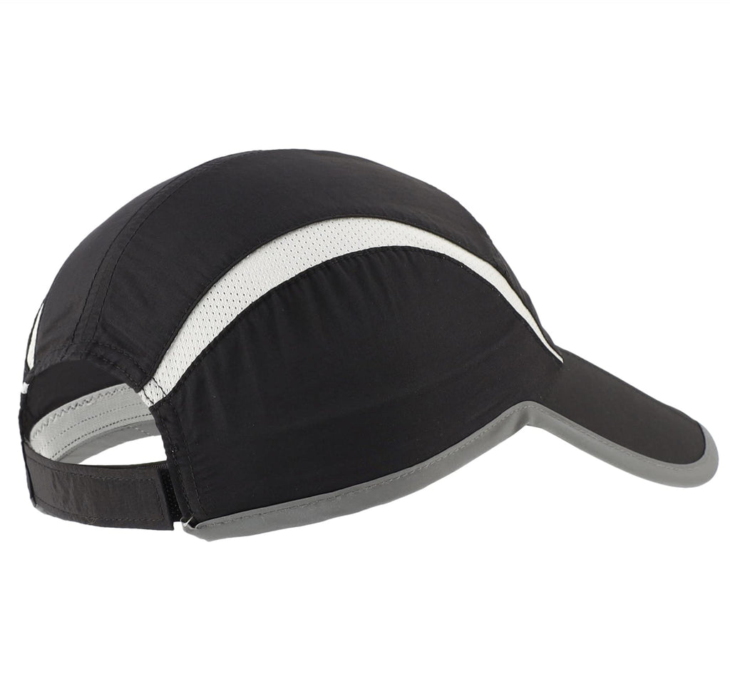 Connectyle Foldable Mesh Sun Cap Outdoor Sports Hat Breathable Sun Runner Cap with Reflective Trim Black