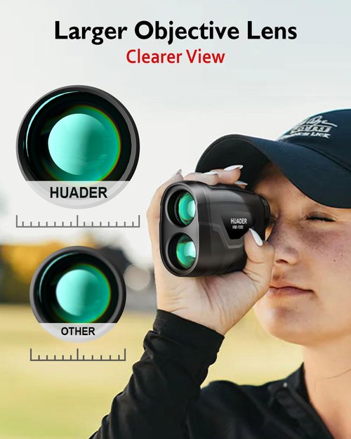 HUADER Golf Rangefinder with Slope Switch, Red/Green OLED Display Laser Range Finder with High-Precision, Magnetic Strip, Flagpole Locking Vibration, Rechargeable, 1093 Yards Range Finders for Hunting
