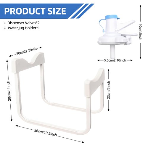 5 Gallon Water Dispenser, Detachable Metal Water Dispenser Stand and 2 Dispenser Valves,Water Jug Holder for 3-5 Gallon Bottle